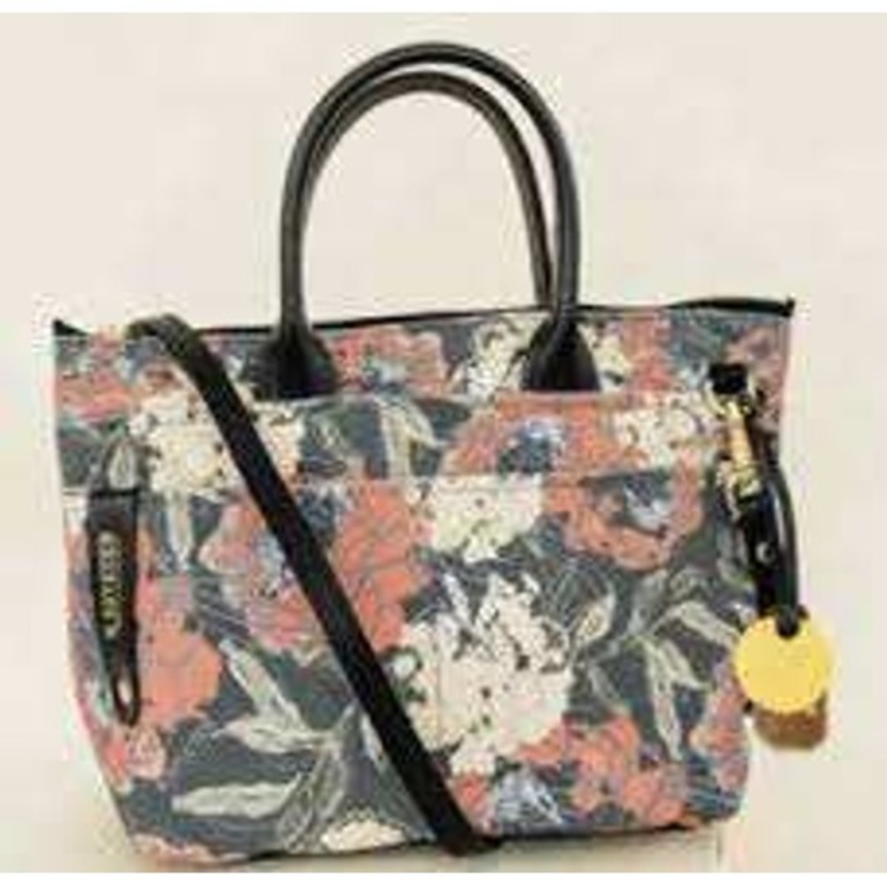 R. Riveter The Dot Satchel/Crossbody Bag in Black Floral NWT